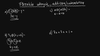 Förenkling uttryck addition och subtraktion  Uttryck ekvationer och funktioner  Åk 9 ny [upl. by Haven]