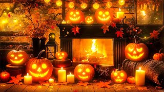 🎃 Halloween Fireplace with Instrumental Halloween Music Ambience 🔥Scary Halloween Background Music [upl. by Alaekim]