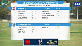 Ringwood amp DCA  U16 2 John Springett Shield  Rd11  St Andrews Saints v Warrandyte  Day 1 [upl. by Dahle]