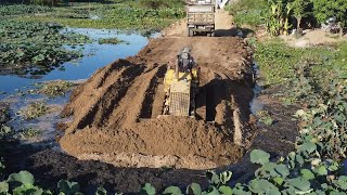 ✔Smooth work Small Dozer work hard build the road​Crossing the water [upl. by Tally]