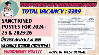 STAFF NURSE GR II RECRUITMENT 2024  NEW VACANCY 3399  SANCTIONED POSTS FOR 202425 amp 202526 [upl. by Mischa]