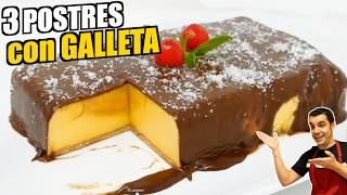 ¿Tienes GALLETAS 3 POSTRES FÁCILES y ricos con galletas🥧🍩 [upl. by Gilson241]