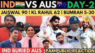 OMG 😱 IND 218 LEADS AGAINST AUS DAY2 1st TEST  JAISWAL 90 KL RAHUL 63quot BHOOM BHOOM BHUMRAH 5W [upl. by Ennairod]