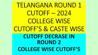 TELANGANA NEET COUNSELLING  TELANGANA ROUND 1 COLLEGE WISE CUTOFFS  TELANGANA ROUND 2 neet2024 [upl. by Hayarahs]