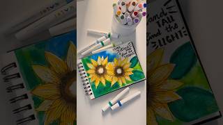 Sunflower illustration using watercolor pens art watercolor markers [upl. by Kaufmann]