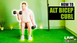 How To Seated Supinating Alternating Dumbbell Bicep Curl [upl. by Welker]