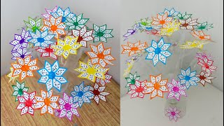 Beautiful Flowers Craft from Plastic Bottles and Paper l Flower Vase l [upl. by Natan]