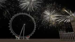 HD London Fireworks 20132014 Firsts  FWsim [upl. by Collimore]