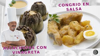 ALCACHOFAS con vinagreta  CONGRIO en SALSA de azafrán  Cocina Abierta de Karlos Arguiñano [upl. by Lyndell]