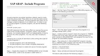 SAP ABAP Include Programs [upl. by Longawa]