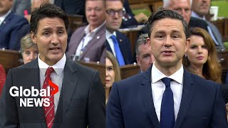 Poilievre claims Trudeau “panicked” over “plummeting” polls during parliaments summer break  FULL [upl. by Aillemac910]