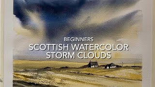 Beginners Watercolor STORMY SKY SCOTTISH Landscape Loose Watercolour PAINTING Techniques Tutorial [upl. by Liarret]