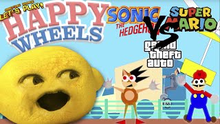 Grandpa Lemon Plays  HAPPY WHEELS Sonic vs Mario vs GTA [upl. by Duester424]