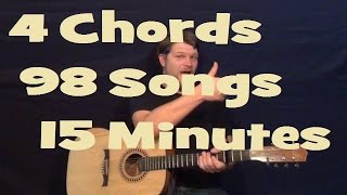 98 Songs 4 Chords 15 Minutes  Easy Guitar Lesson How to Play Tutorial G Em C D  Beginner Songs [upl. by Werbel139]