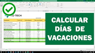 Como calcular los días de vacaciones en Excel [upl. by Notsnarc797]