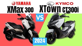 Yamaha XMAX 300 vs Kymco XTown CT300i  Side by Side Comparison  Specs amp Price  2024 [upl. by Noreht]