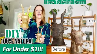 HOW TO POLISH BRASS 100 NATURAL  Two Ways To Polish Vintage Brass  Budget Friendly DIY Tutorial [upl. by Mureil]