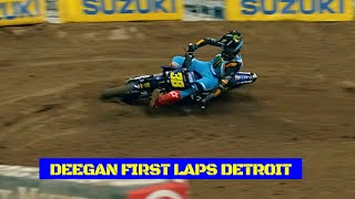 Haiden Deegan RAW first laps at Detroit  Supercross 2024 [upl. by Aicener]