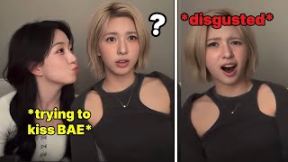 NMIXX BAE hilarious reaction when HAEWON trying to kiss her [upl. by Ehsiom]