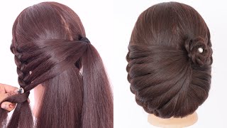 simple hairstyle for short hair  bun hairstyle for prom  trendy hairstyle for ladies [upl. by Colville]