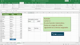 EXCEL BÁSICO  función sumarsi sumar las ventas por cada trabajador en una lista larga [upl. by Aikin]