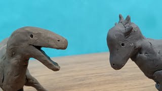 Dakotaraptor vs Pachycephalosaurus dino stop motion [upl. by Iraam]