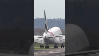 Emirates A380 Crosswind Landing at Heathrow  Incredible Rudder amp Elevator Control CloseUp [upl. by Llehcsreh]