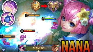 MANIAC  19 KILLS Nana OP Critical Damage Build Build Top 1 Global Nana  MLBB [upl. by Ayanaj]