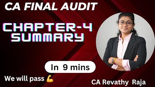 CA FINAL AUDIT  SUMMARY  CHAPTER 4  RISK ASSESSMENT amp IC  IN 9 MINS  CA REVATHY RAJA [upl. by Anitac]