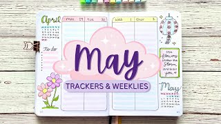 May plan with me 🌸 trackers amp weeklies 🌸 spring bullet journal pt 2 [upl. by Anael]