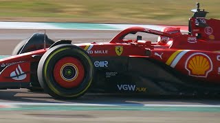 NEW 2024 Ferrari SF24 Formula 1 F1  Leclerc and Sainz Shakedown First Laps Fiorano Circuit [upl. by Otxilac]