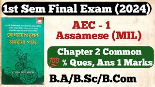 aec assamese ba 1st semester chapter 2 questions answer important  Final Exam 2024 BSc BCom GU [upl. by Enywtna]