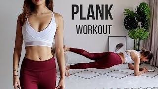 BEST PLANK WORKOUT FOR SMALLER WAIST FLAT ABS amp FULL BODY FAT BURN 10 Variations [upl. by Enelyw]