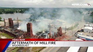 Video Now Drone footage shows the aftermath of Woonsocket mill fire [upl. by Star]