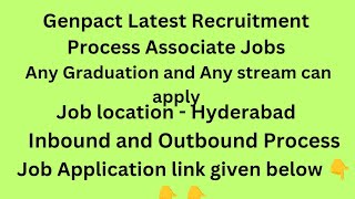 Genpact Latest Recruitment  Process Associate Jobs  Genpact Jobs  Hyderabad Jobs  Chanukyays [upl. by Latton696]