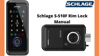 User manual Schlage S510F Rim Lock Digital Lock [upl. by Cissiee252]