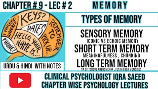 Types of Memory in Psychology  Urdu amp Hindi  Clinical Psychologist Iqra Saeed [upl. by Spiegleman]