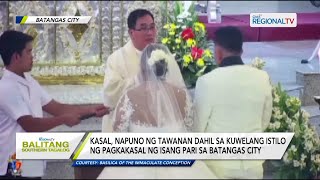 Balitang Southern Tagalog Kasal napuno ng tawanan dahil sa kuwelang istilo ng pagkakasal pari [upl. by Icyak]