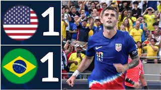 USA VS BRAZIL 11 HIGHLIGHTS Rodrygo Goal amp Pulisic Freekick Goal  Friendly Match 2024 [upl. by Mendelson]