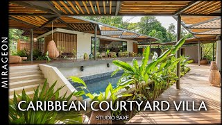 The Tropical House with Woven Pergola in the Jungle  Caribbean Courtyard Villa [upl. by Zakaria]