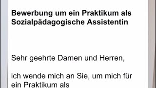 Как написать Bewerbung um ein Praktikum als Sozialpädagogische Assistentin в Германии [upl. by Ymaral458]