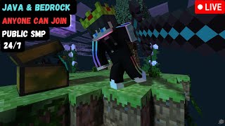 Minecraft Public SMP 247 JavaBedrock Any One Can Join  minecraft live [upl. by Ecyoj]