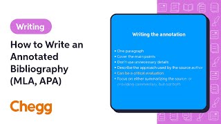 How to Write an Annotated Bibliography MLA APA  Chegg [upl. by Nevad]