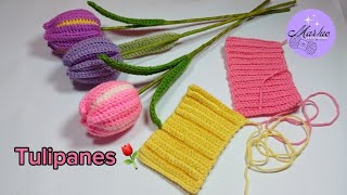 tulipanes dos colores🌷tejidos a crochet⚘️fácil y sencillo de hacer ⚘️🫶tejidosacrochet crochet [upl. by Colbert]