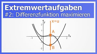 Extremwertaufgaben 2 Beispiel für yAbstand maximieren feat Differenzfunktion  How to Mathe [upl. by Marriott]