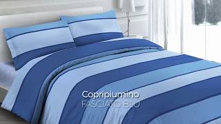 Copripiumino In 100 Cotone Disegno Fasciato Colore Blu [upl. by Rolf]