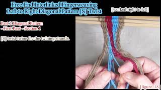 Free End Interlinked Fingerweaving Right to Left Diagonal Pattern Z Twist worked right to left [upl. by Ahtikal]