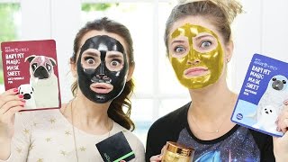 TRYING DIFFERENT FACE MASKS w iJustine [upl. by Olra]