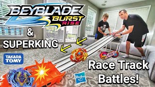 Beyblade Burst RACE TRACK BATTLES Hasbro HyperSphere  Takara Tomy SuperkingSparking RAIL RIDING [upl. by Yenetruoc]