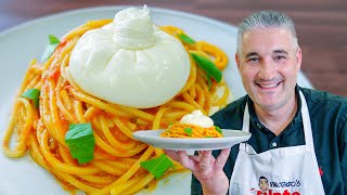 How to Make CREAMY CHERRY TOMATO PASTA with BURRATA Cheese  Vincenzos Plate [upl. by Mclaughlin]